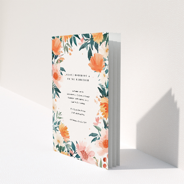 Utterly Printable Pastel Botanical Elegance Wedding Order of Service Booklet. This image shows the front and back sides together