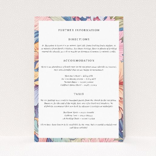 Pastel Petals Frame wedding information insert card with floral design. This is a view of the front