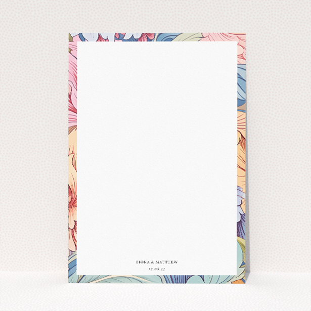 Pastel Petals Frame wedding information insert card with floral design. This image shows the front and back sides together