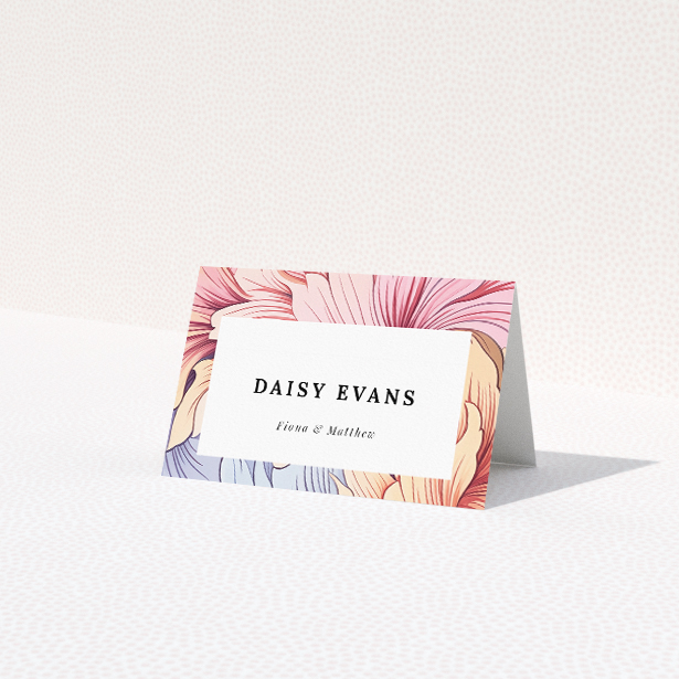 Pastel Petals Frame place cards for elegant wedding stationery suite. This is a third view of the front