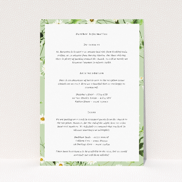 Utterly Printable Primrose Garland Wedding Information Insert Card. This is a view of the front