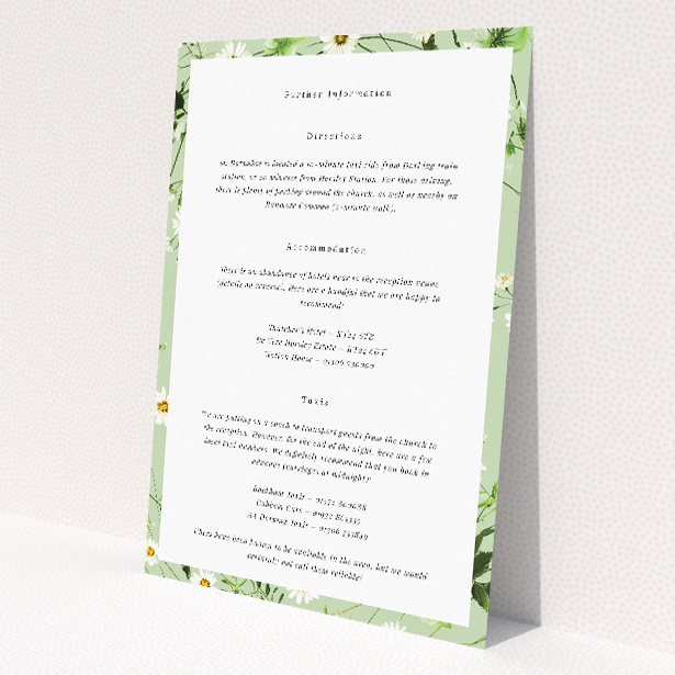 Utterly Printable Primrose Garland Wedding Information Insert Card. This is a view of the front