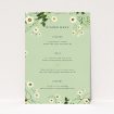 Utterly Printable Primrose Garland Wedding Menu - Delicate wildflower and greenery garlands on sage green background, perfect for countryside weddings This is a view of the front