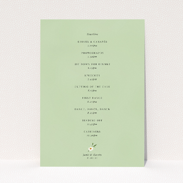 Utterly Printable Primrose Garland Wedding Menu - Delicate wildflower and greenery garlands on sage green background, perfect for countryside weddings This image shows the front and back sides together