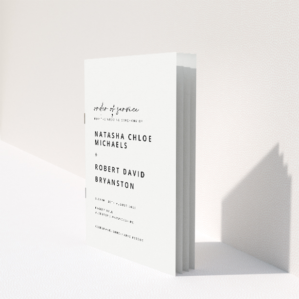 Utterly Printable Sophisticated Soiree Wedding Order of Service A5 Booklet Template. This image shows the front and back sides together