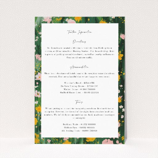 Utterly Printable Springfield Wildflower Wedding Information Insert Card. This is a view of the front
