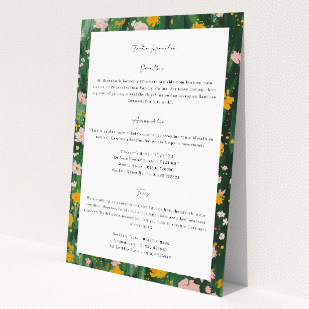 Utterly Printable Springfield Wildflower Wedding Information Insert Card. This is a view of the front