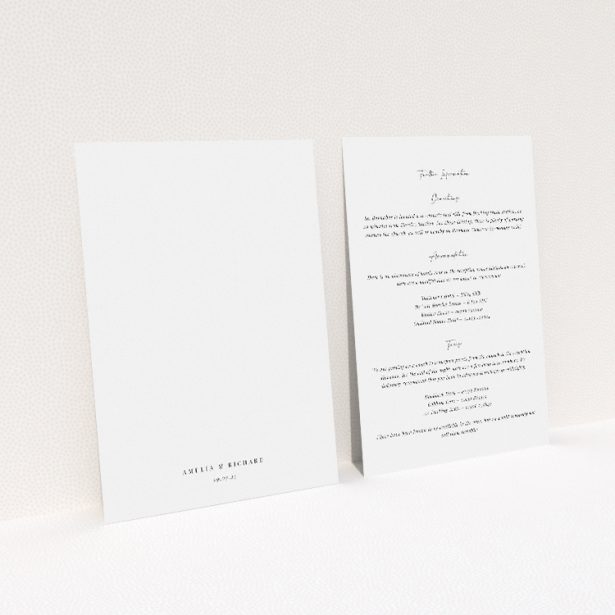 Wedding information insert card with fusion of tradition and modernity, elegance, sophistication, contemporary yet timeless touch from the Stained Glass suite This image shows the front and back sides together