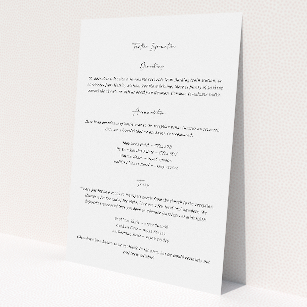 Wedding information insert card with fusion of tradition and modernity, elegance, sophistication, contemporary yet timeless touch from the Stained Glass suite This is a view of the front