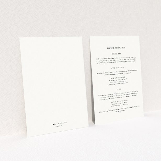 Utterly Printable Stamped Classic Wedding Information Insert Card. This image shows the front and back sides together