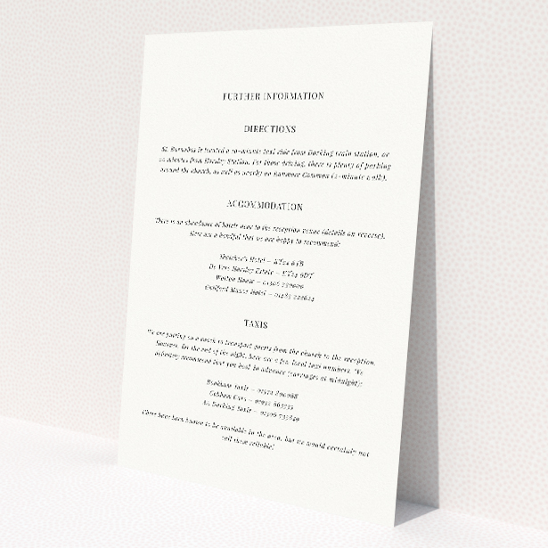 Utterly Printable Stamped Classic Wedding Information Insert Card. This is a view of the front