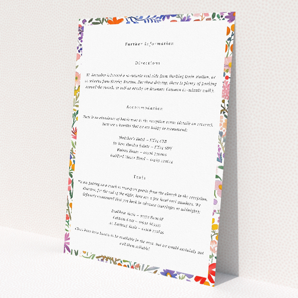 Utterly Printable Summerfield Bloom Wedding Information Insert Card. This image shows the front and back sides together