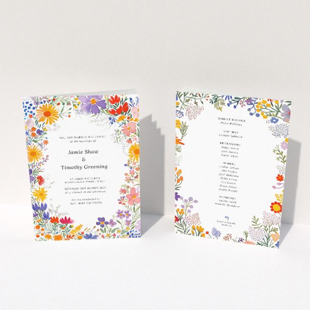 Utterly Printable Summerfield Bloom Wedding Order of Service A5 Booklet Template. This image shows the front and back sides together