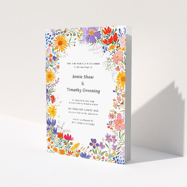 Utterly Printable Summerfield Bloom Wedding Order of Service A5 Booklet Template. This is a view of the front