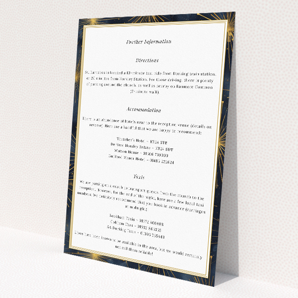 Utterly Printable Supernova Wedding Information Insert Card. This is a view of the front