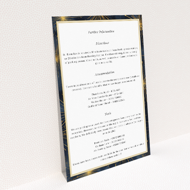Utterly Printable Supernova Wedding Information Insert Card. This image shows the front and back sides together