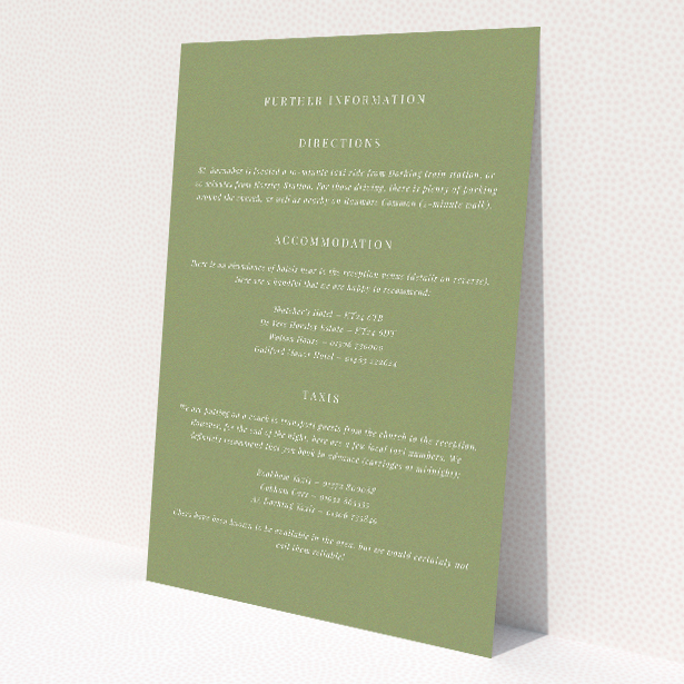 Utterly Printable Terracotta Sprig Wedding Information Insert Card. This is a view of the front