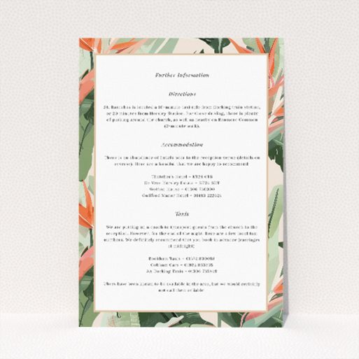 Tropical Foliage information insert - Utterly Printable. This is a view of the front