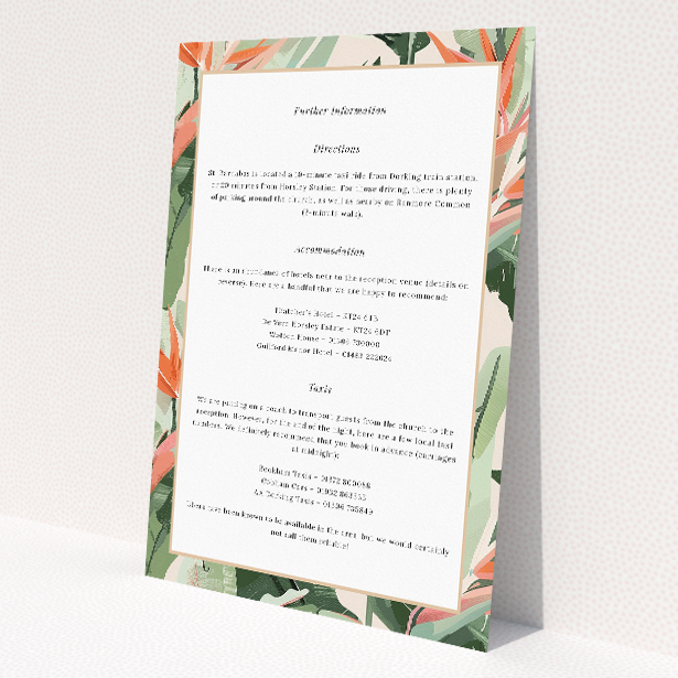 Tropical Foliage information insert - Utterly Printable. This image shows the front and back sides together