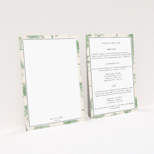 Vintage Engravings wedding information insert - Utterly Printable. This image shows the front and back sides together
