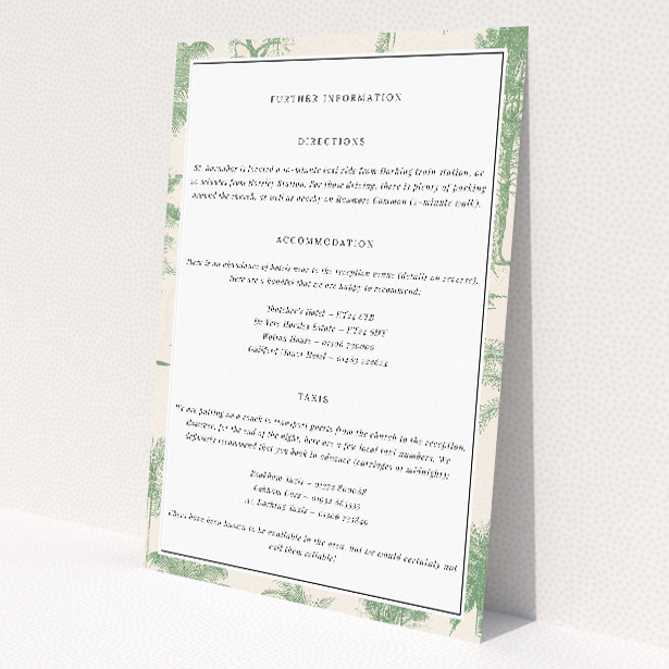 Vintage Engravings wedding information insert - Utterly Printable. This image shows the front and back sides together