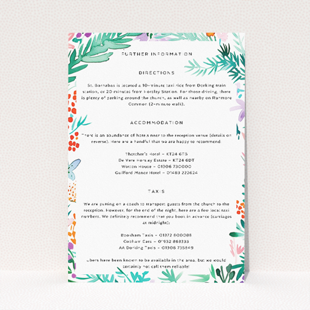 Utterly Printable Wreath Vibrations wedding information insert card with vibrant colours and natural motifs This is a view of the front