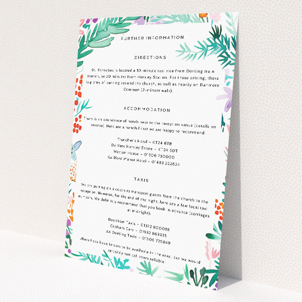 Utterly Printable Wreath Vibrations wedding information insert card with vibrant colours and natural motifs This is a view of the front