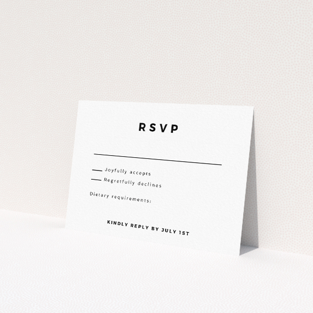 Utterly Printable Yellow Monogram RSVP card - Contemporary elegance with bold yellow monogramming against a clean white backdrop, ideal for personalised yet understated wedding stationery suite This is a view of the back