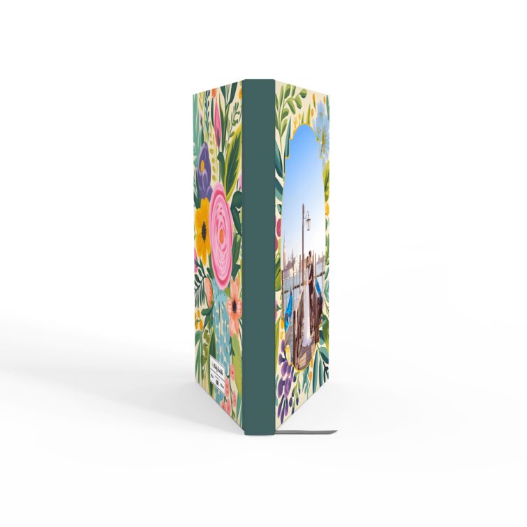 Floral notebook cover design with one photo placeholder for personalised printing.