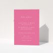 Vibrant Pink Serenity A5 Wedding Order of Service booklet - Striking and serene design with vibrant pink background and elegant white typeface This is a view of the front