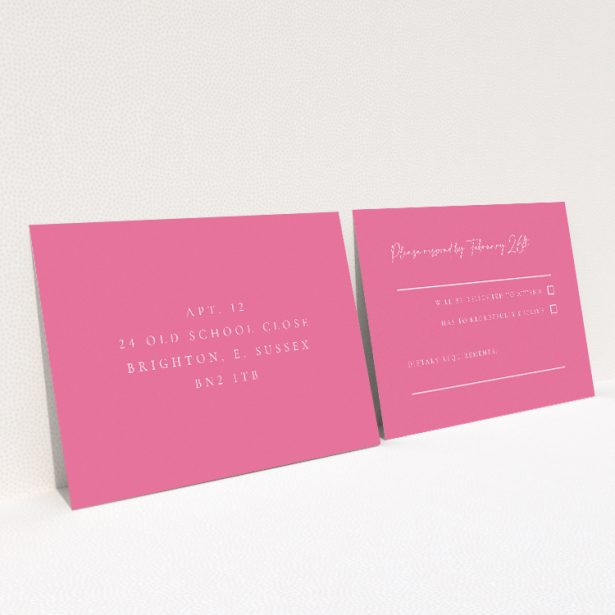 Celebratory Vibrant Pink Serenity RSVP Card - Wedding Stationery by Utterly Printable. This is a view of the back