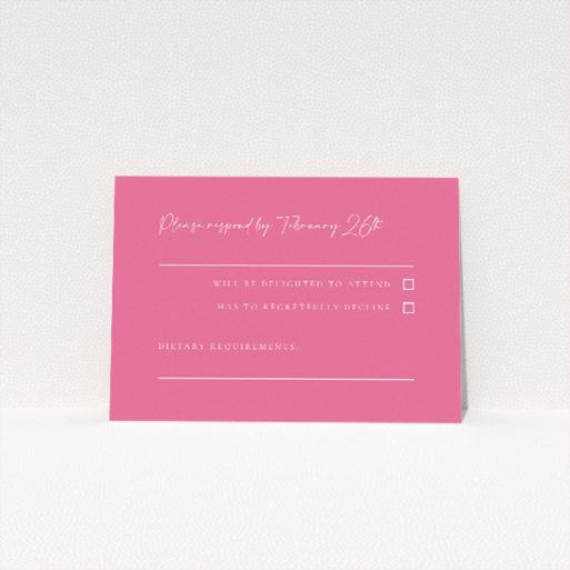 Celebratory Vibrant Pink Serenity RSVP Card - Wedding Stationery by Utterly Printable. This is a view of the front
