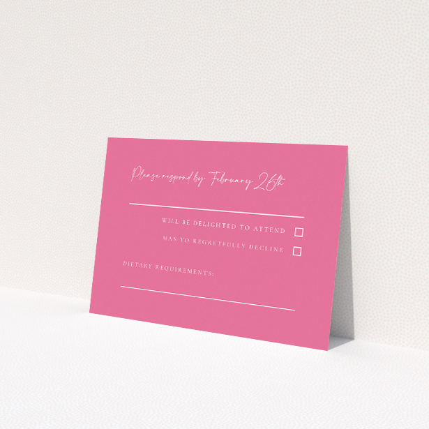Celebratory Vibrant Pink Serenity RSVP Card - Wedding Stationery by Utterly Printable. This is a view of the front