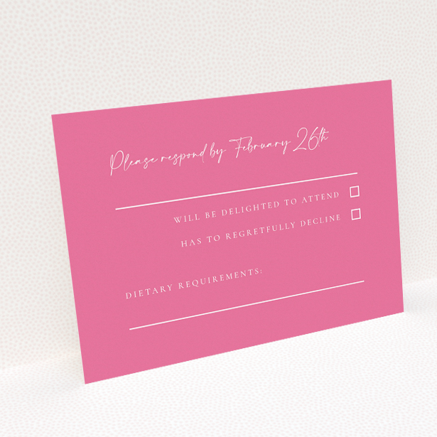 Celebratory Vibrant Pink Serenity RSVP Card - Wedding Stationery by Utterly Printable. This is a view of the back