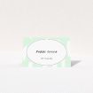 Vibrant Raindrops place cards table template - playful white raindrop patterns on soft lilac backdrop. This is a view of the front