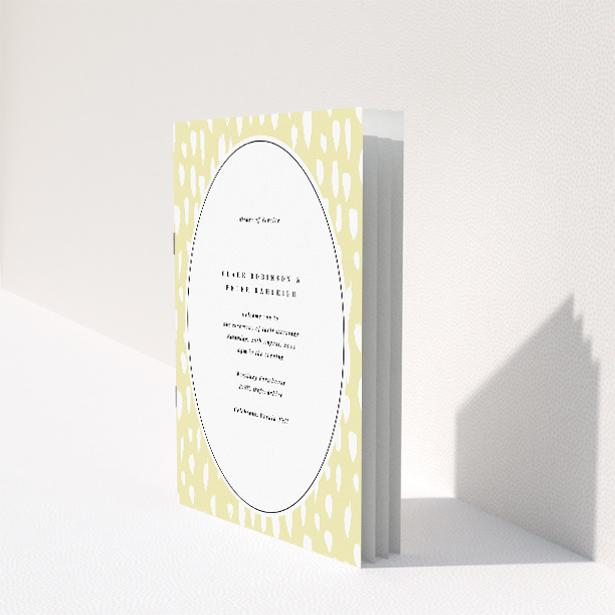 Whimsical Vibrant Raindrops Wedding Order of Service Booklet. This image shows the front and back sides together