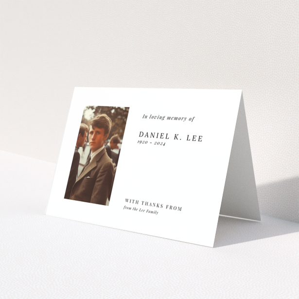 Funeral thank you card with one photo and elegant design