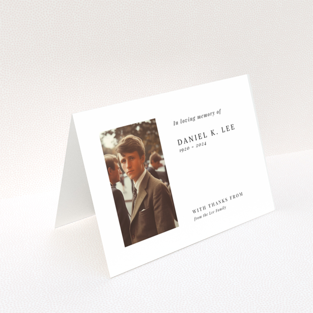 Funeral thank you card with one photo and elegant design