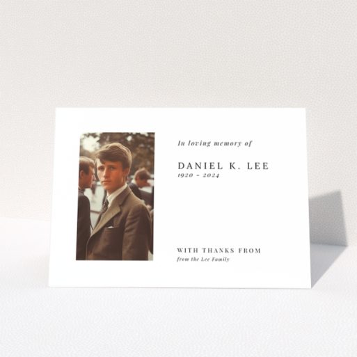 Funeral thank you card with one photo and elegant design