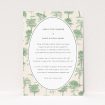 Vintage Engravings Classic Wedding Invitation A5 - Timeless elegance meets natural beauty in this vintage-inspired wedding invitation featuring a soft green palm motif reminiscent of traditional botanical engravings This is a view of the front