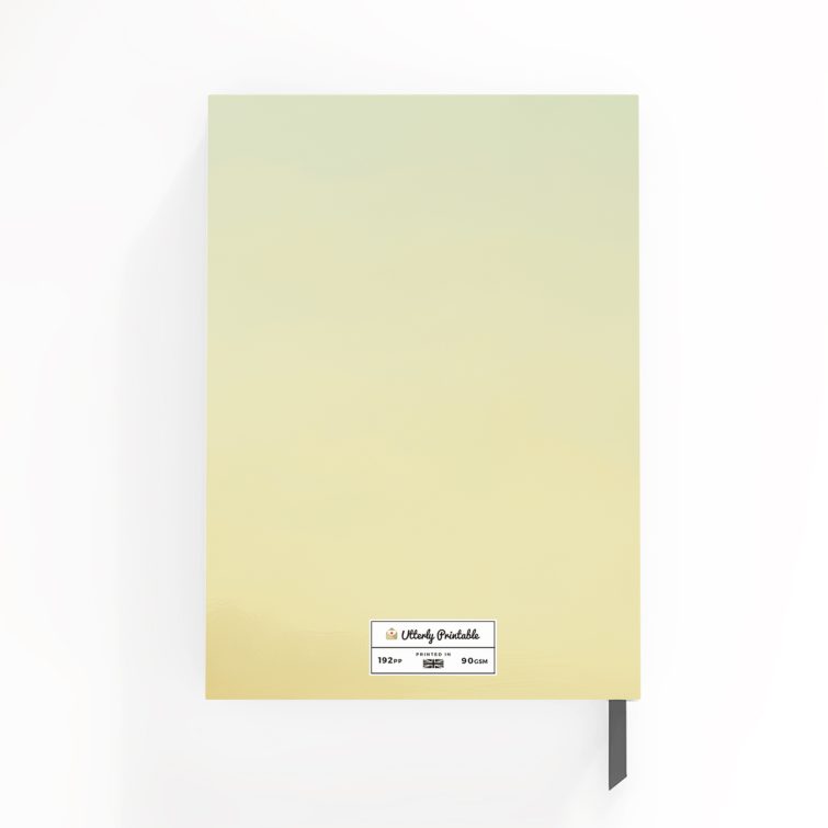 Personalised notebook design with photo on front cover and pastel background, ideal for notes and ideas.