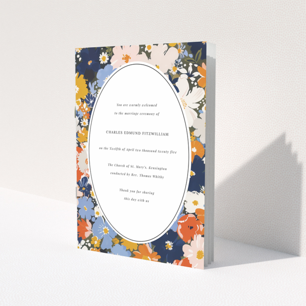 Floral christening order of service program design with one photo