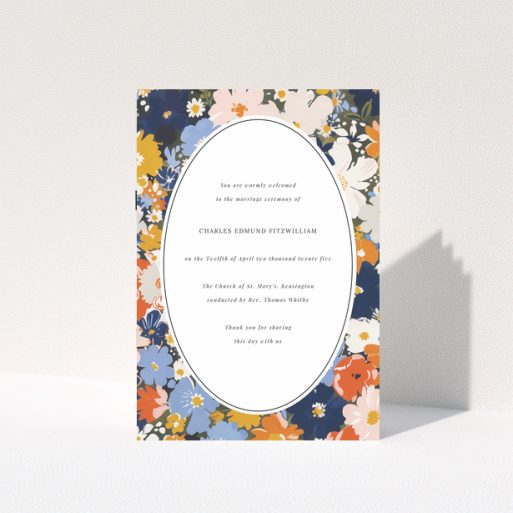 Floral christening order of service program design with one photo