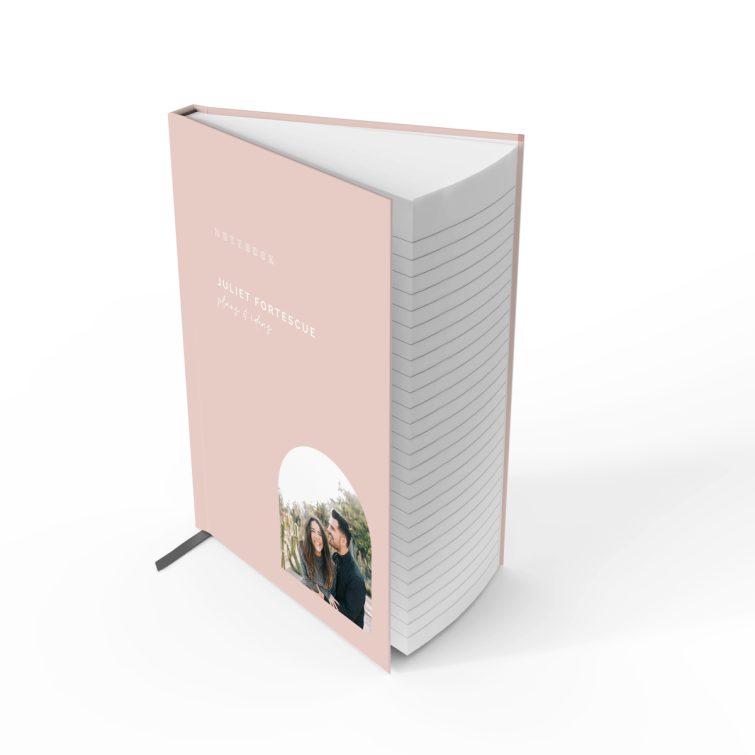 Customisable notebook design with a minimalist layout, featuring one photo, created by Utterly Printable.