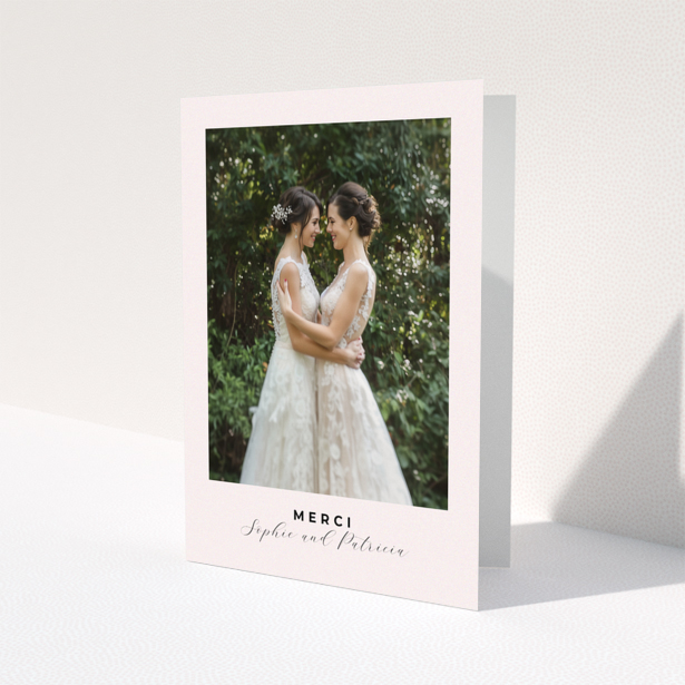 Wedding thank you card with personalised photo and elegant design, 1 photo