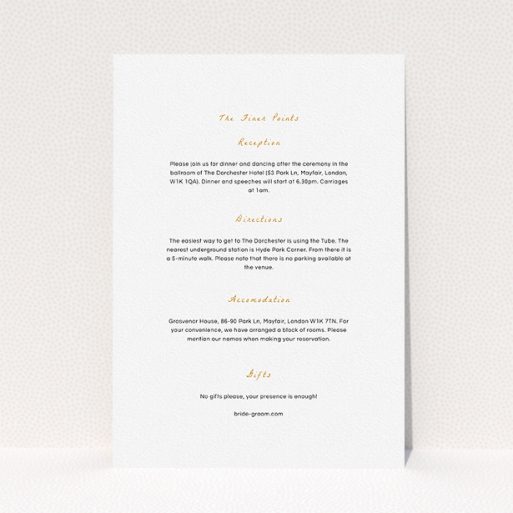 A wedding info sheet template titled "My little daisy". It is an A5 card in a portrait orientation. "My little daisy" is available as a flat card, with mainly white colouring.