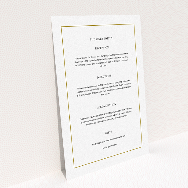 A wedding info sheet called "Together again". It is an A5 card in a portrait orientation. "Together again" is available as a flat card, with mainly white colouring.