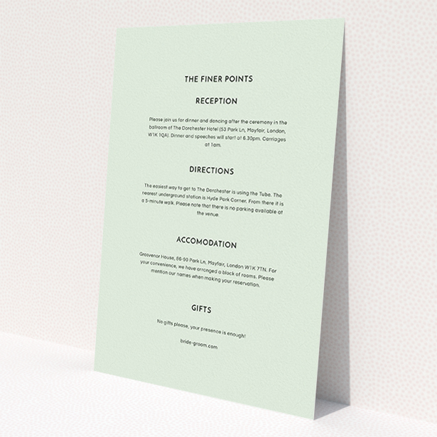 A wedding information sheet template titled 'Jungle collection'. It is an A5 card in a portrait orientation. 'Jungle collection' is available as a flat card, with mainly green colouring.