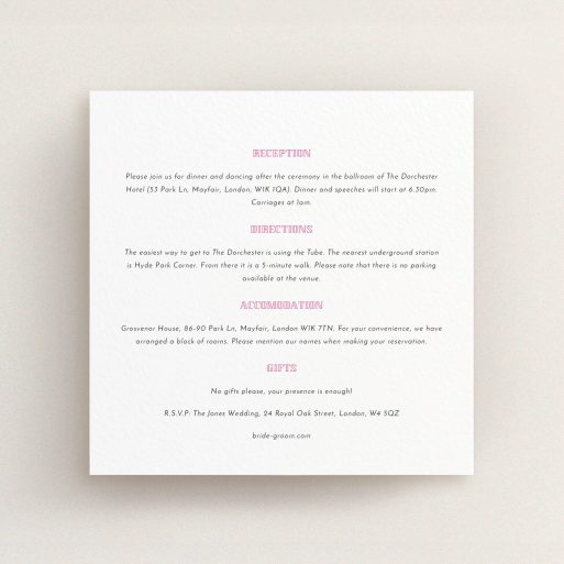 Wedding Information Insert Sheets - Lucky Cat (Black) A wedding information sheet design titled "Lucky cat". It is a square (148mm x 148mm) card in a square orientation. "Lucky cat" is available as a flat card, with mainly white colouring.