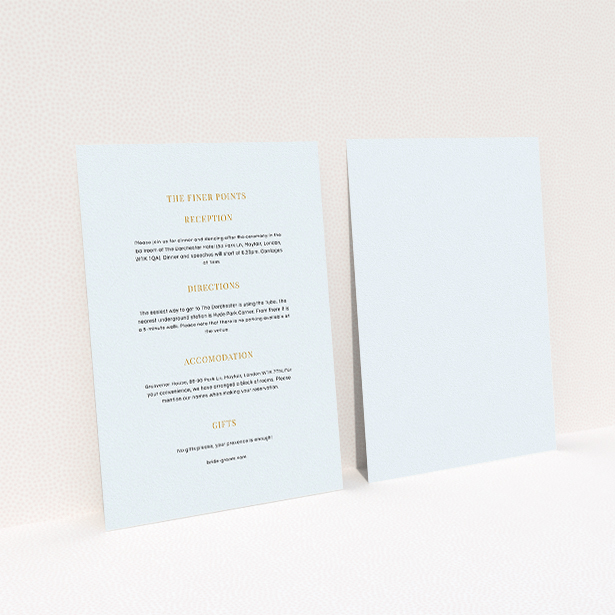 A wedding information sheet named "North Star". It is an A5 card in a portrait orientation. "North Star" is available as a flat card, with mainly white colouring.